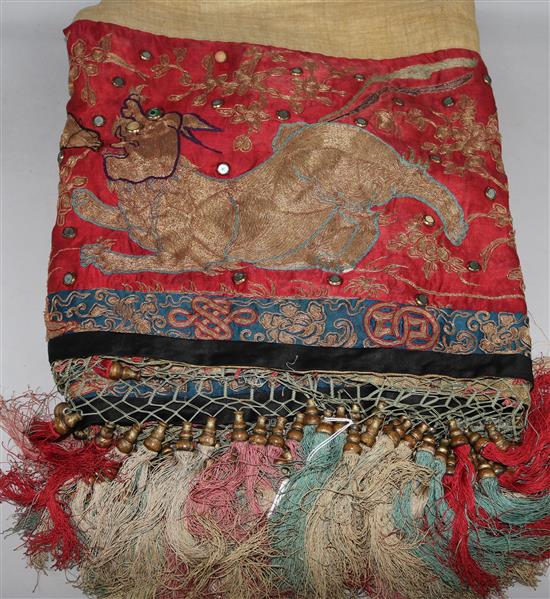 A Chinese 19th century table hanging material